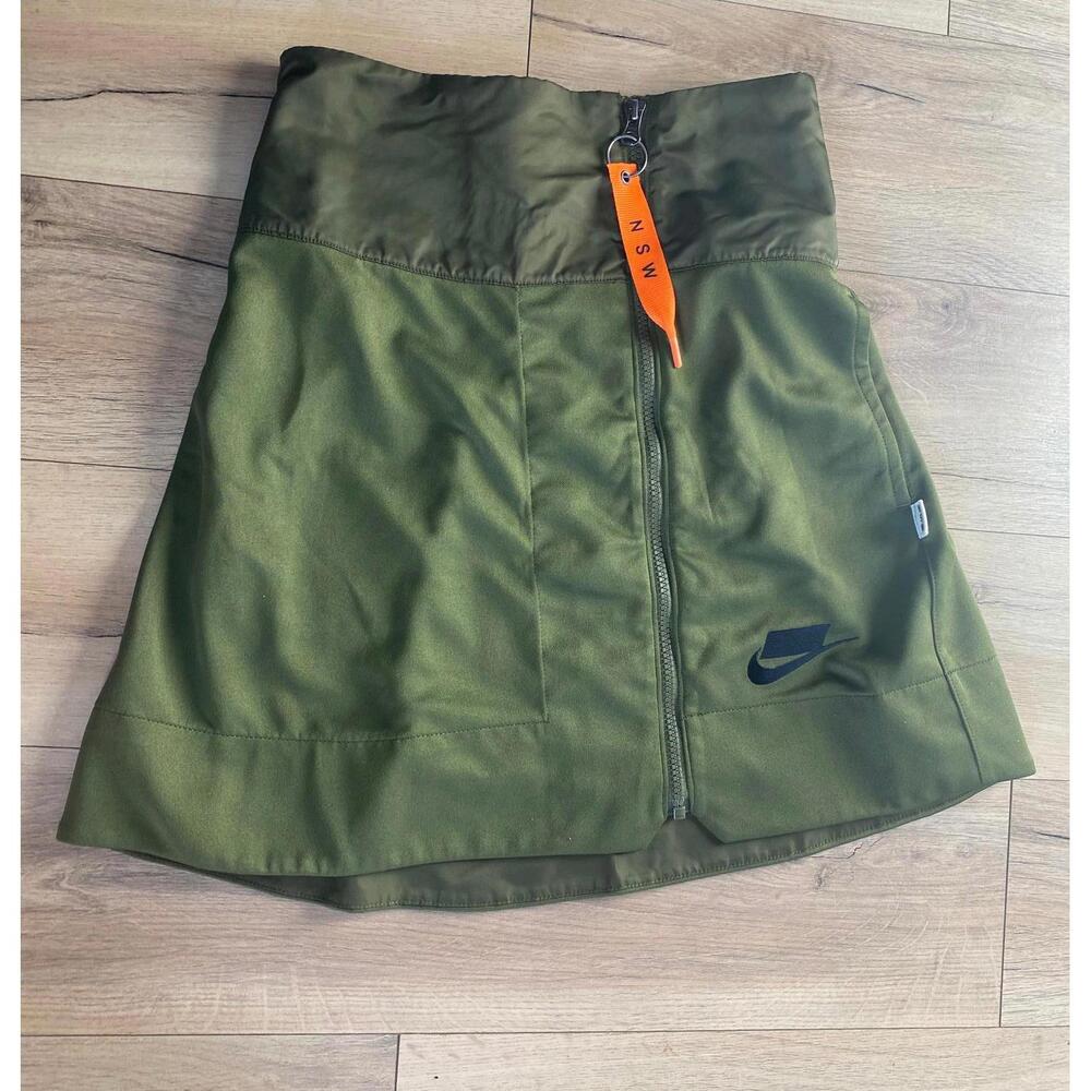 Nike Olive Green Mini Skirt with Orange Pull Tab